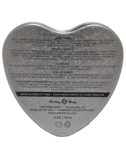 Earthly Body Suntouched Hemp Edible Candle - 4.7 oz Heart Tin Cherry