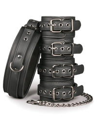 Easy Toys Fetish Set w/Collar, Ankle &amp; Wrist Cuffs - Black