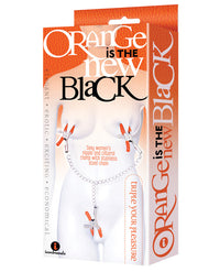 The 9&#039;s Orange is the New Black Triple Your Pleasure Clamps &amp; Chain