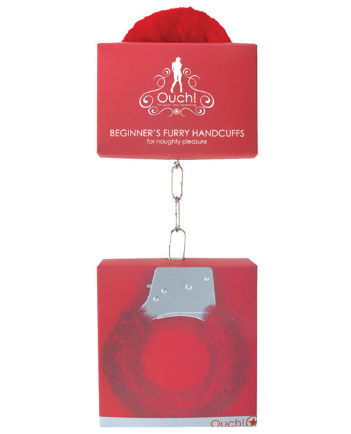 Shots Ouch Beginner&#039;s Handcuffs Furry - Red