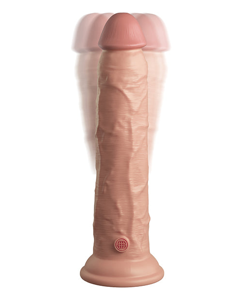 King Cock Elite 9&quot; Dual Density Vibrating Silicone Cock w/Remote - Light