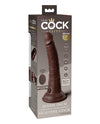 King Cock Elite 7&quot; Dual Density Vibrating Silicone Cock w/Remote - Brown