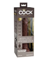 King Cock Elite 7&quot; Dual Density Vibrating Silicone Cock w/Remote - Brown