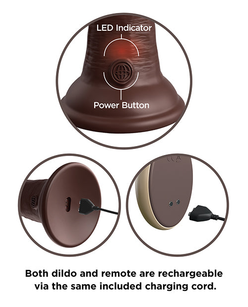 King Cock Elite 7&quot; Dual Density Vibrating Silicone Cock w/Remote - Brown