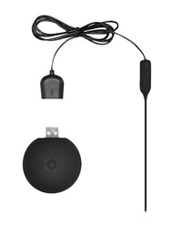 Shots Ouch Urethral Sounding Silicone Rechargeable &amp; Remote Controlled Vibrating Plug - Black