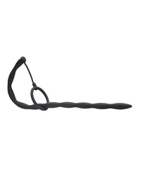Shots Ouch Urethral Sounding Silicone Plug &amp; Cock Ring Set - Black