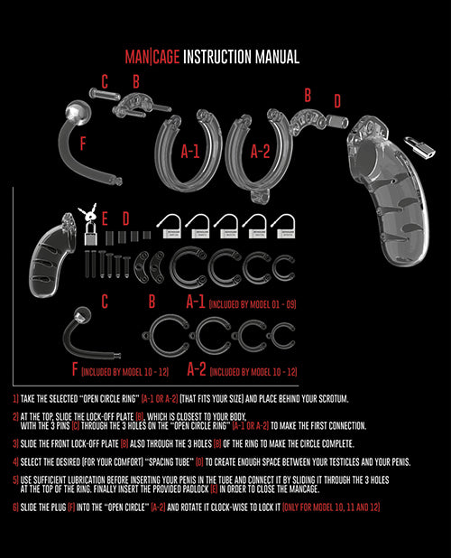 Shots Man Cage Chastity 3.5&quot; Cock Cage w/Plug Model 10 - Clear