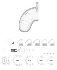 Shots Man Cage Chastity 3.5&quot; Cock Cage w/Plug Model 10 - Clear