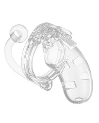 Shots Man Cage Chastity 3.5&quot; Cock Cage w/Plug Model 10 - Clear