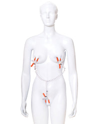 The 9&#039;s Orange is the New Black Triple Your Pleasure Clamps &amp; Chain
