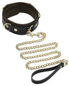 Spartacus Collar &amp; Leash - Brown Leather w/Gold Accent Hardware