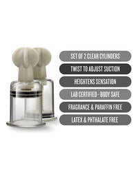 Blush Temptasia Clit &amp; Nipple Large Twist Suckers - Clear Set of 2