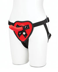 Lux Fetish 5&quot; Dildo w/Red Heart Strap On Harness Set