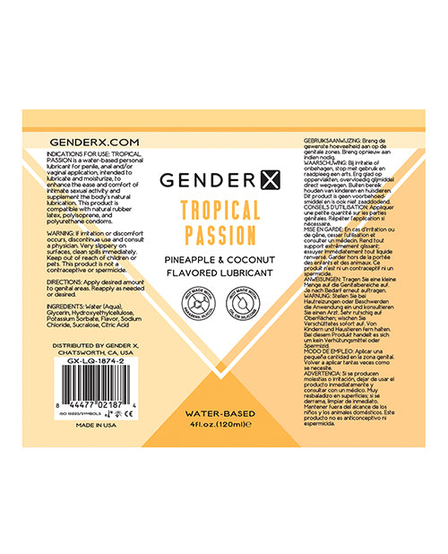 Gender X Flavored Lube - 4 oz Tropical Passion