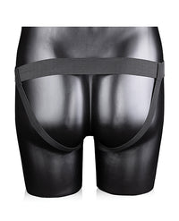 Shots Ouch 8&quot; Ribbed Hollow Strap On w/Balls - Black