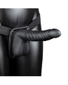 Shots Ouch 8&quot; Ribbed Hollow Strap On w/Balls - Black