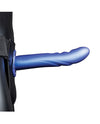 Shots Ouch 8&quot; Textured Curved Hollow Strap On - Metallic Blue