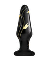 Secret Kisses 4&quot; Handblown Glass Plug - Black/Gold