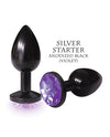 The 9&#039;s The Silver Starter Bejeweled Round Stainless Steel Plug - Black/Violet