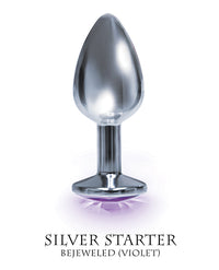 The 9&#039;s The Silver Starter Bejeweled Round Stainless Steel Plug - Violet