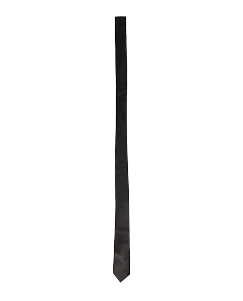 Shots Ouch Black &amp; White Satin Bondage Tie - Black