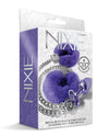 Nixie Metal Butt Plug w/Inlaid Jewel &amp; Fur Cuff Set - Purple Metallic