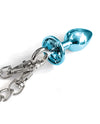 Nixie Metal Butt Plug w/Inlaid Jewel &amp; Fur Cuff Set - Blue Metallic