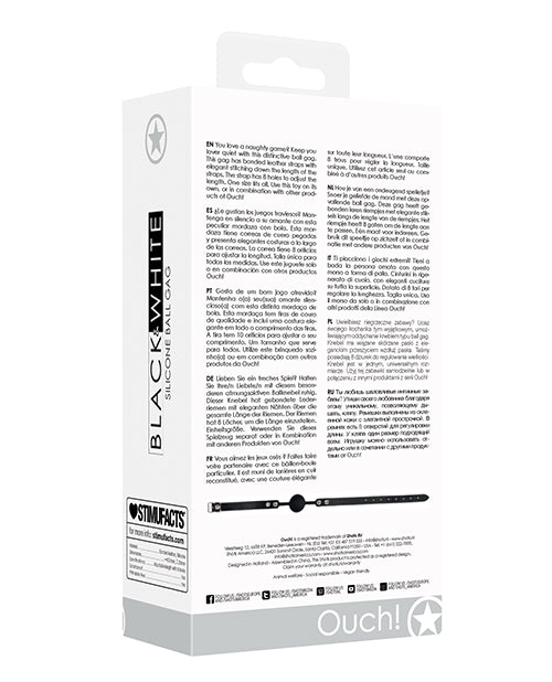 Shots Ouch Black &amp; White Silicone Ball Gag - Black