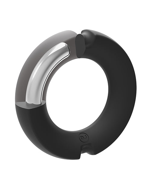 Merci Hybrid Silicone Covered Metal Cock Ring - 35 mm Black