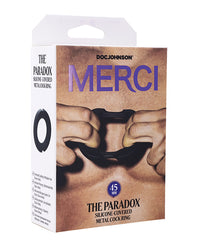 Merci Hybrid Silicone Covered Metal Cock Ring - 45 mm Black