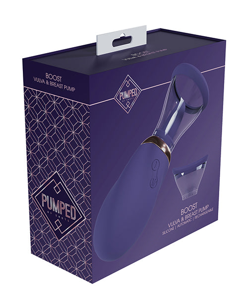 Shots Pumped Boost Rechargeable Vulva &amp; Breast Pump - Purple