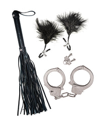 Bondage by Nasstoys Whip &amp; Cuff Set - Black