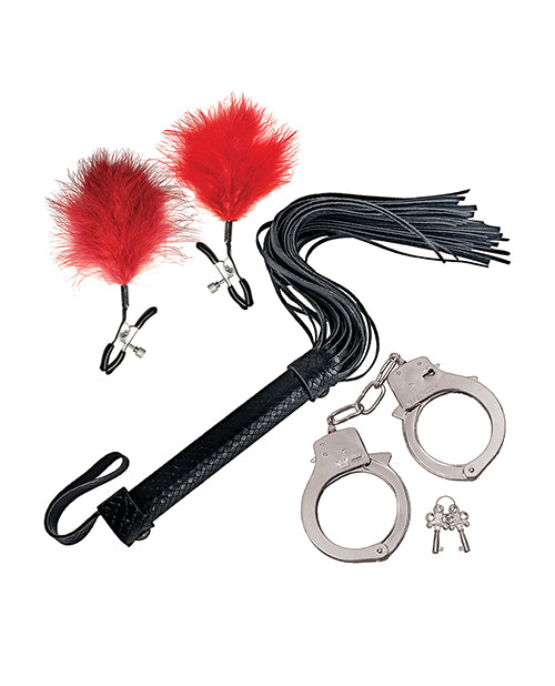 Bondage by Nasstoys Whip &amp; Cuff Set - Red