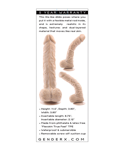 Gender X Flexskin Poseable True Feel 10&quot; Dildo - Light