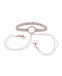 Sex &amp; Mischief Peaches &#039;n CreaMe Collar w/Nipple Clamps