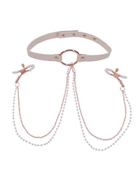 Sex &amp; Mischief Peaches &#039;n CreaMe Collar w/Nipple Clamps