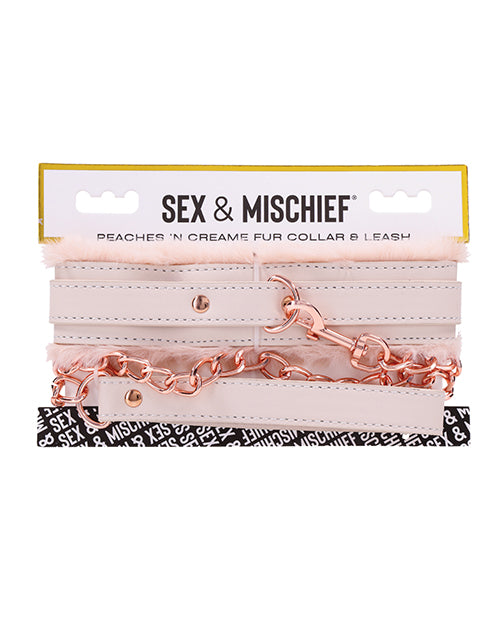 Sex &amp; Mischief Peaches &#039;n CreaMe Fur Collar &amp; Leash