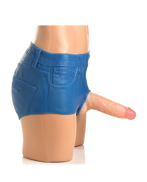 Strap U Booty Shorts 6&quot; Silicone Dildo Strap-On Harness - Small