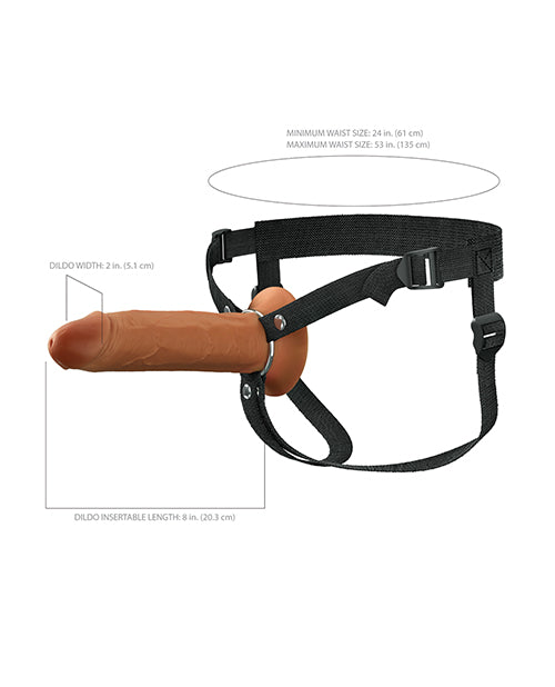 Fantasy X-Tensions Elite 8&quot; Silicone Hollow Strap-on w/Harness - Brown