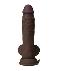 Shaft Flexskin Liquid Silicone 7.5" Vibrating Dong w/Balls - Mahogany