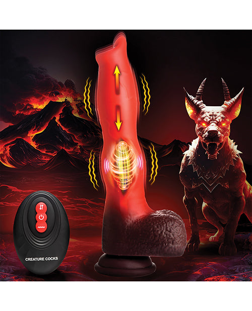 Creature Cocks Ramming Hound Thrusting &amp; Vibrating Silicone Dildo w/Remote Control - Red/Brown