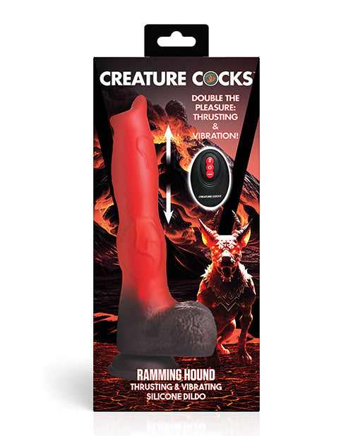 Creature Cocks Ramming Hound Thrusting &amp; Vibrating Silicone Dildo w/Remote Control - Red/Brown