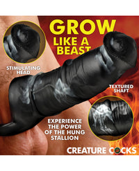 Creature Cocks Stallion 1.5" Silicone Penis Extension - Black/Silver - Extra Large