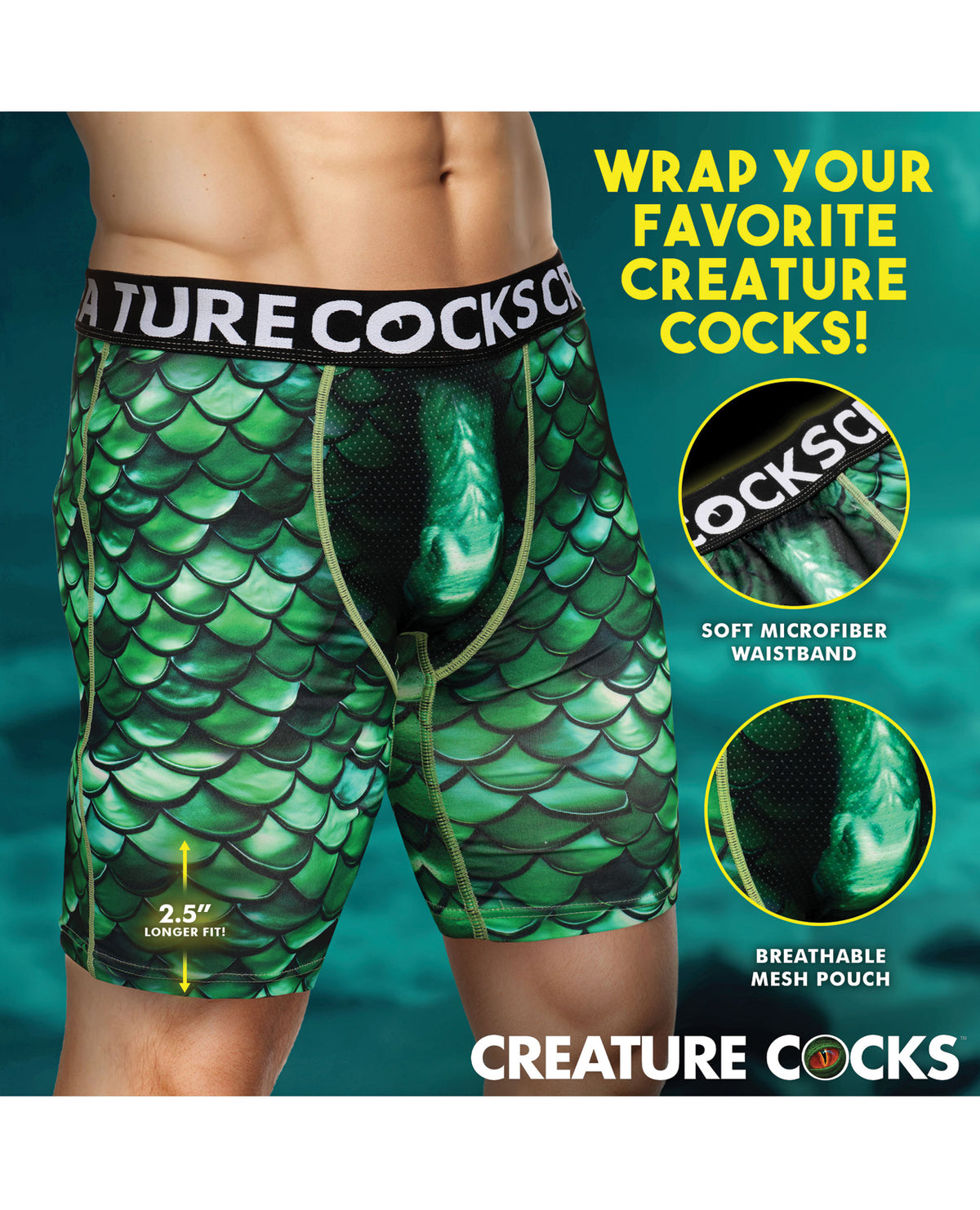 Creature Cocks - Creature Wear Cockness Monster Lake Creature Boxer Shorts - SM