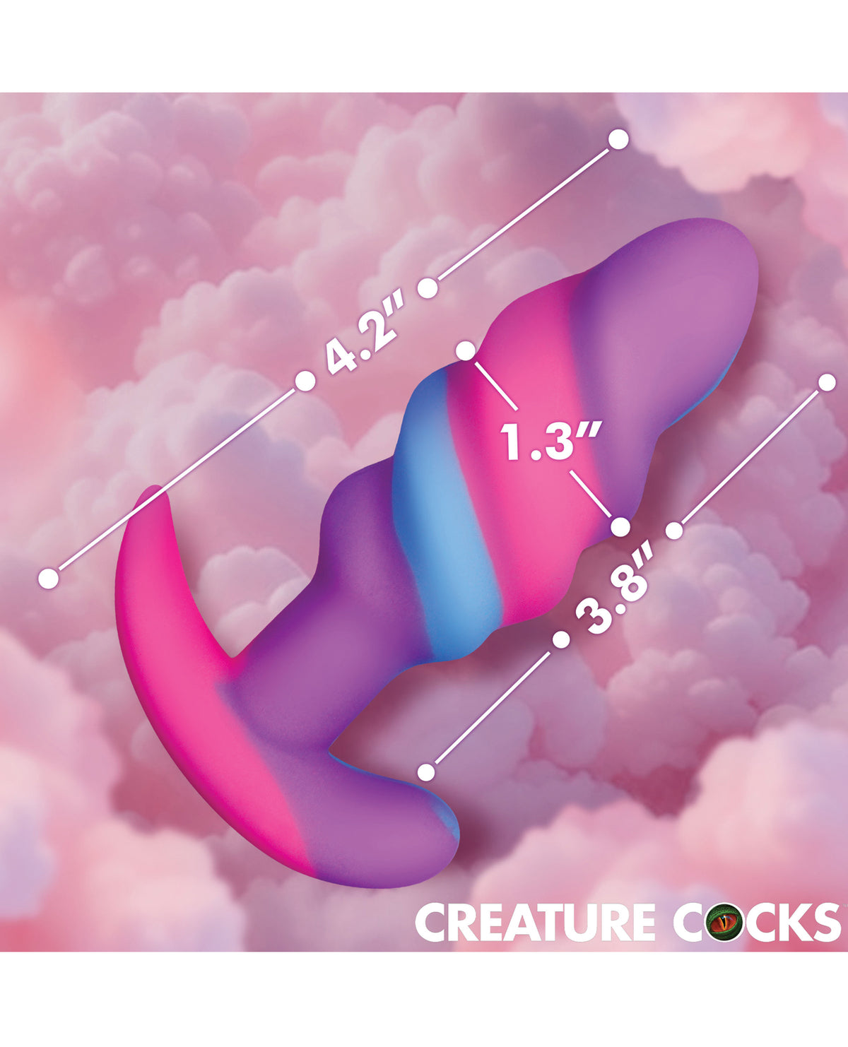 Creature Cocks - Unicorn Swirl Silicone Butt Plug - Small