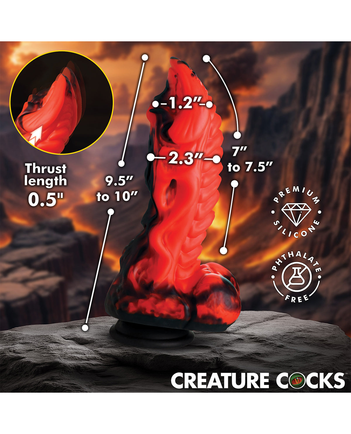 Creature Cocks Dragon Thrust Thrusting & Vibrating Silicone Dildo
