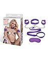 Lux Fetish Collar Cuffs & Leash Set - Removable Purple