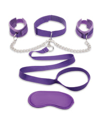 Lux Fetish Collar Cuffs & Leash Set - Removable Purple