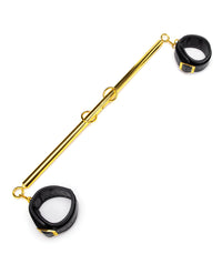Lux Fetish Solid Gold Expandable Spreader Bar Set w/Detachable Leatherette Cuffs