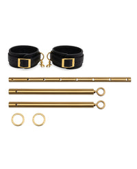 Lux Fetish Solid Gold Expandable Spreader Bar Set w/Detachable Leatherette Cuffs